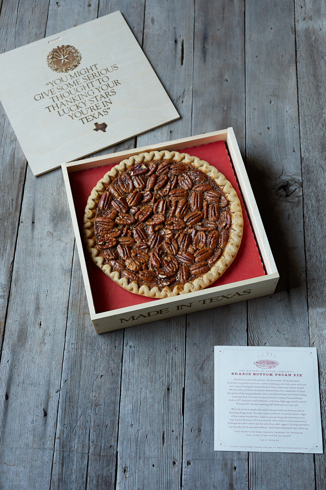 Brazos Bottom Pecan Pie in a Wooden Box | Goode Company