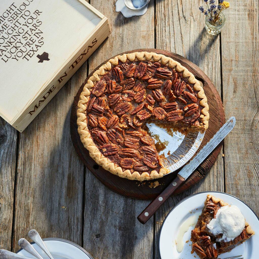 Brazos Bottom Pecan Pie in a Wooden Box